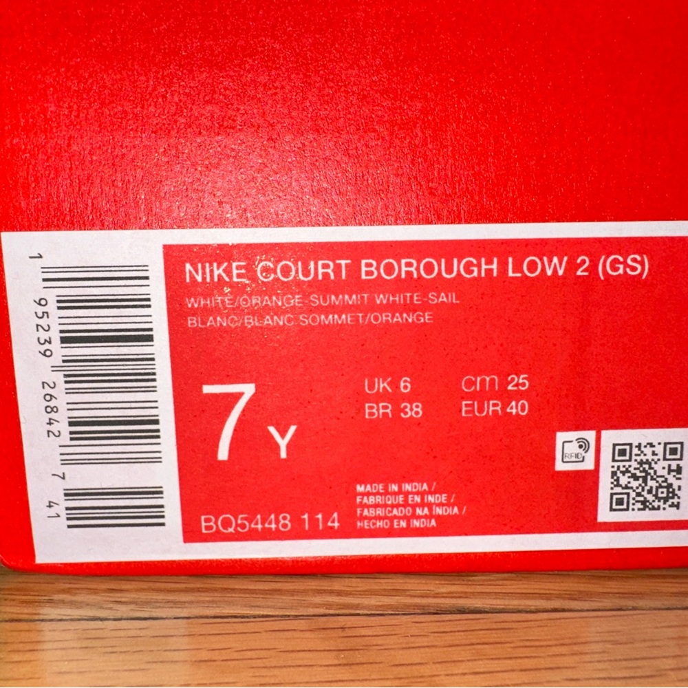 Nike Court Borough Low 2 in White and Orange - Picture 5 of 5